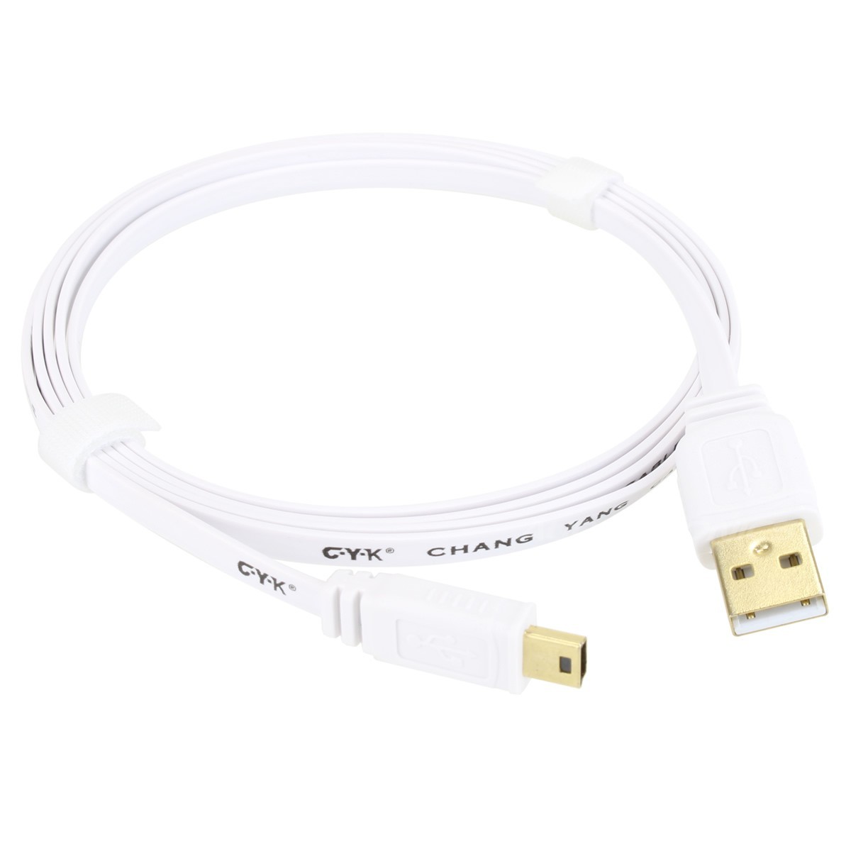 CYK Câble plat USB A - mini USB 2.0 plaqué Or 24K 1.5m