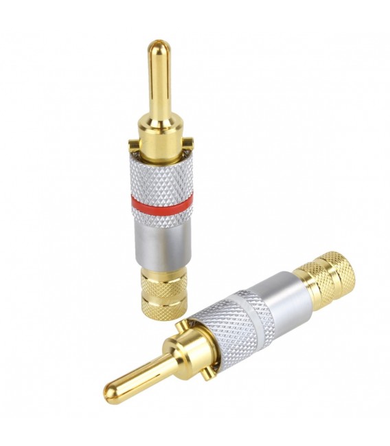 Câble de haut-parleur verrouillable plaqué or HIFI, connecteur banane, prise banane, 4 pièces Câble de haut-parleur verrouillable plaqué or HIFI, connecteur banane, prise banane, 4 pièces