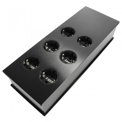 Audiophonics MPC6 Distributeur secteur Aluminium 6 ports Plaqué Rhodium Black