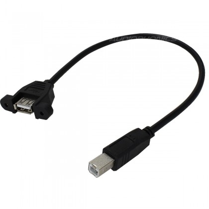 Angled Panel mount USB-B male to USB-B female 30cm