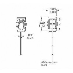 Toggle Switch 2 poles/2 positions 250V 1.5A