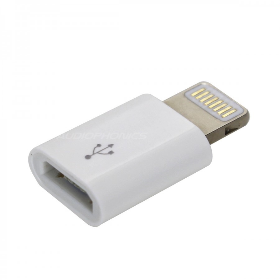 Micro USB to Lightning Adaptor White - Audiophonics