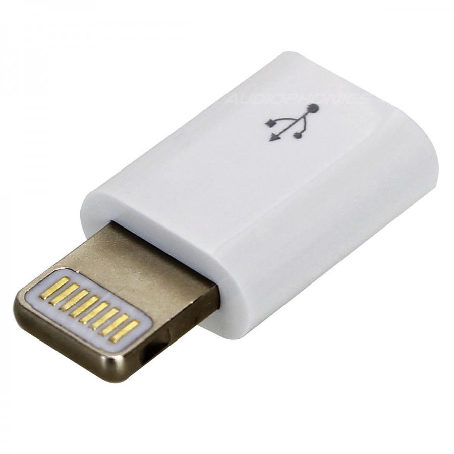 Micro USB to Lightning Adaptor White - Audiophonics