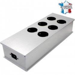 AUDIOPHONICS MPC6 CLC Aluminium Power Distributor 6 inputs Gold Plated Silver