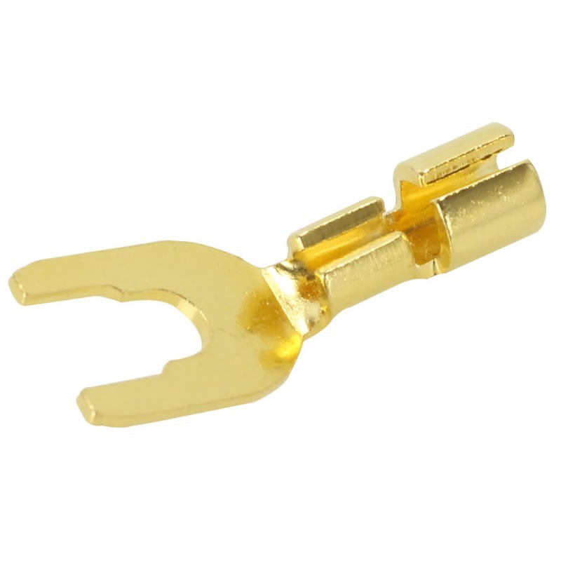 ELECAUDIO FC-100 Fourche cuivre pur plaqué Or 24K Ø6mm (Unité)