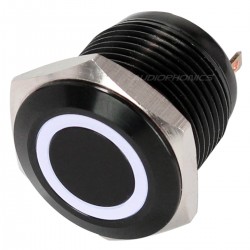 Push Button Anodized Aluminium with White Light Circle 250V 5A Ø16mm Noir