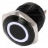 Bouton Poussoir Aluminium Anodisé avec Cercle Lumineux Blanc 1NO 250V 5A Ø16mm Noir