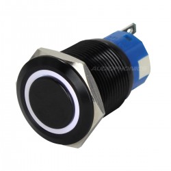 Push Button Anodized Aluminium with White Light Power Symbol 250V 5A Ø16mm Black