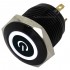 Anodized Aluminium Push Button with White Light Power Symbol 1NO 250V 5A Ø16mm Black