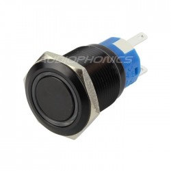 Push Button Anodized Aluminium with Blue Light Circle 250V 5A Ø19mm Black