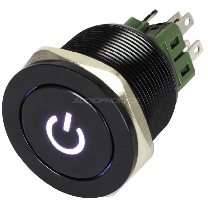 Black Aluminium Switch with White Circle light 250V 5A Ø25mm