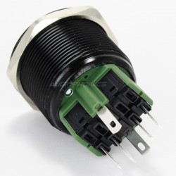 Bouton Poussoir Aluminium Anodisé avec Cercle Lumineux Blanc 250V 5A Ø25mm Noir