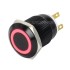 Anodized Aluminum Push Button with Red Light Circle 1NO1NC 250V 5A Ø19mm Black