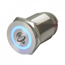 ELECAUDIO Aluminium Switch with Blue Light Circle 1NO1NC 250V 5A Ø19mm Silver