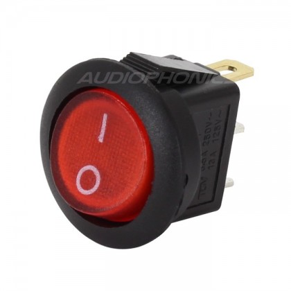 Interrupteur à bascule lumineux rond rouge 250V 3A Ø21mm