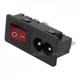 IEC C8 Power Socket with Red Light Toggle Switch ON-OFF 250V 2.5A Black