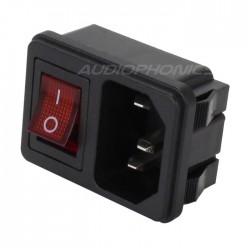IEC C14 Power Socket with Red Light Toggle Switch ON-OFF 250V 10A Black