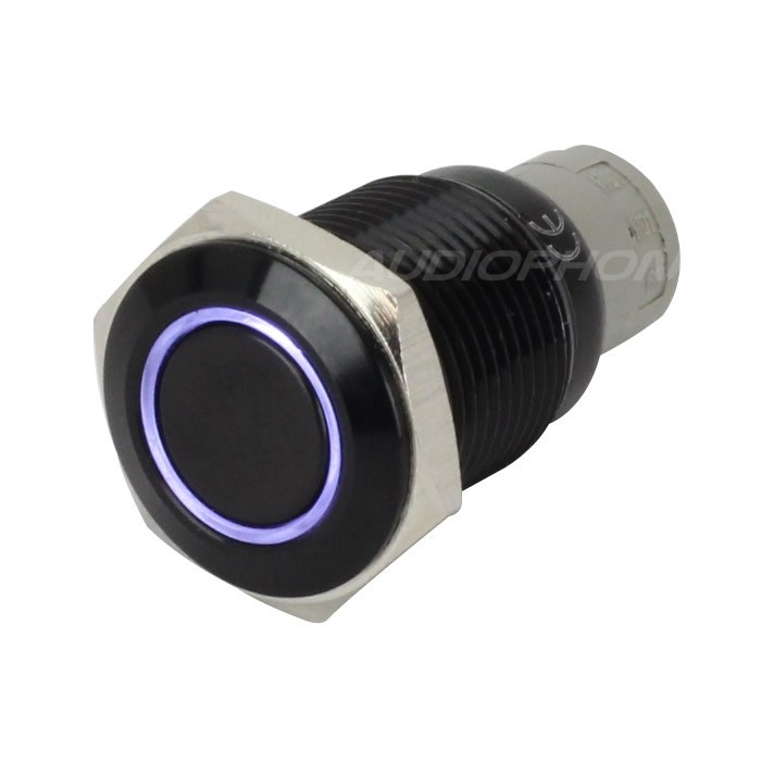 Anodised Aluminum Switch with White Light Circle 250V 3A Ø16mm Black