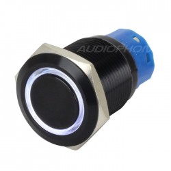Black Aluminium Switch with white ring 250V 5A Ø19mm