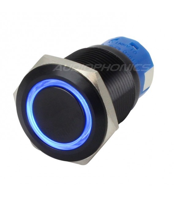 Aluminium Switch with Blue Light Circle 1NO1NC 250V 5A Ø19mm Black ...