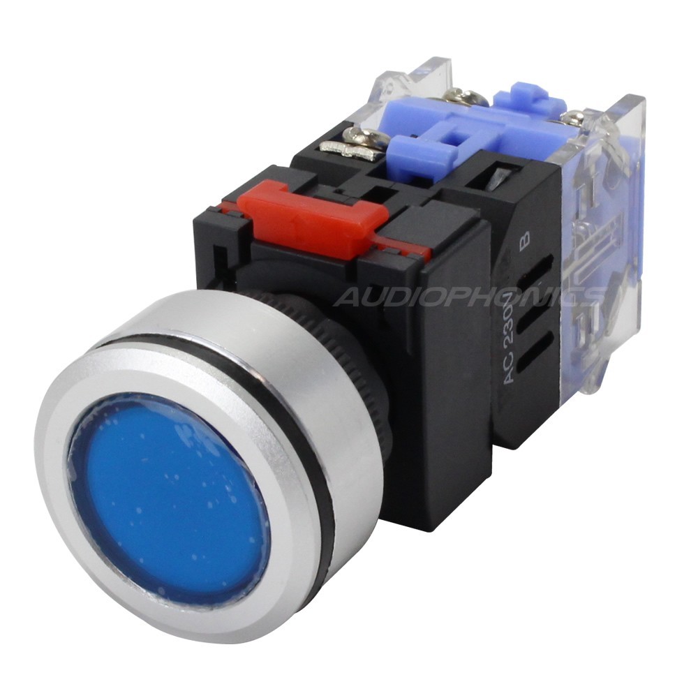 Aluminium Switch with Blue Light 500V 10A Ø32mm