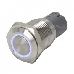 Stainless Steel Switch with White Light Circle 2NO2NC 250V 3A Ø16mm Silver