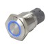 Interrupteur Inox avec Cercle Lumineux Bleu 2NO2NC 250V 3A Ø16mm Argent