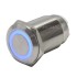 Interrupteur Inox avec Cercle Lumineux Bleu 1NO1NC 250V 5A Ø19mm Argent