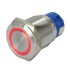 Interrupteur Inox avec Cercle Lumineux Rouge 1NO1NC 250V 5A Ø19mm Argent