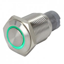 Stainless Steel Switch with Green Light Circle 1NO1NC 250V 3A Ø16mm Silver
