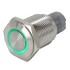 Interrupteur Inox avec Cercle Lumineux Vert 1NO1NC 250V 3A Ø16mm Argent