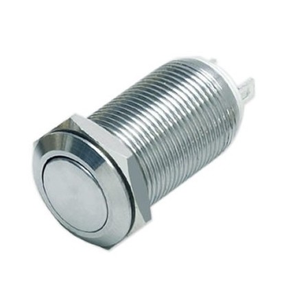 Bouton Poussoir Inox 36V 2A Ø12mm Argent