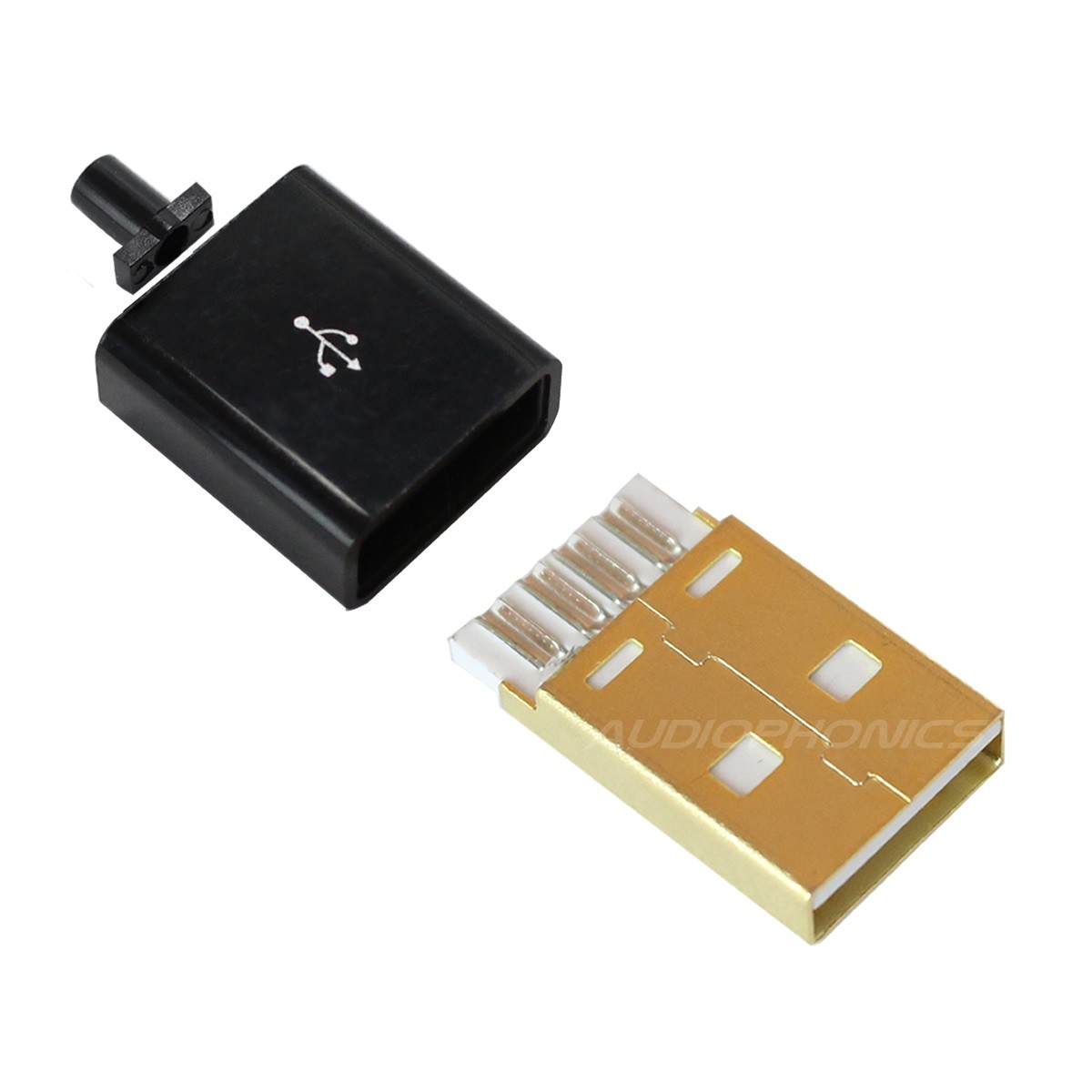 Connecteur USB mâle Type A DIY doré noir