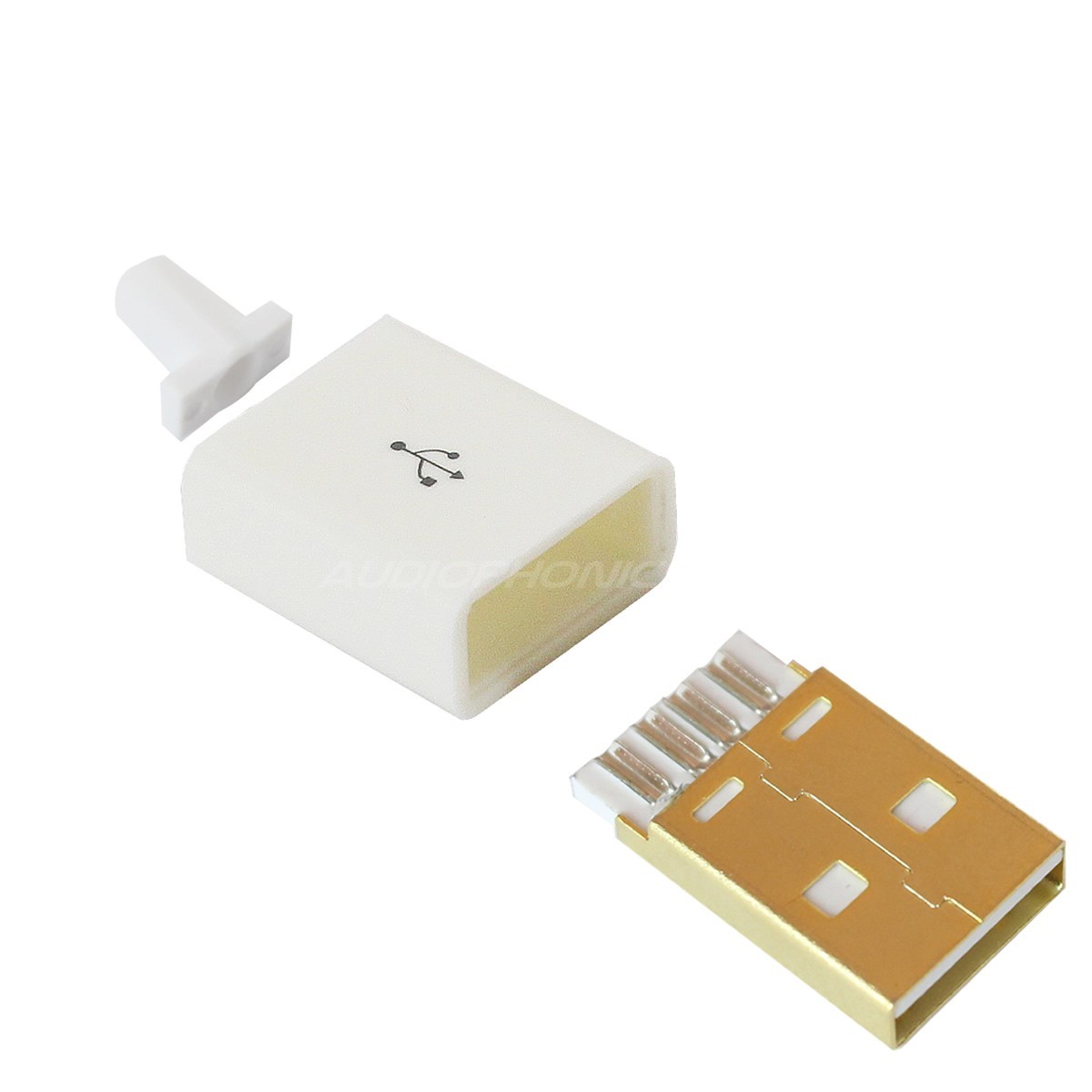 Connecteur USB mâle Type A DIY doré blanc