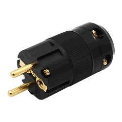 Connecteur secteur SCHUKO Noir plaqué Or 24k 3x6mm²