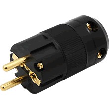 Connecteur secteur SCHUKO Noir plaqué Or 24k 3x6mm²