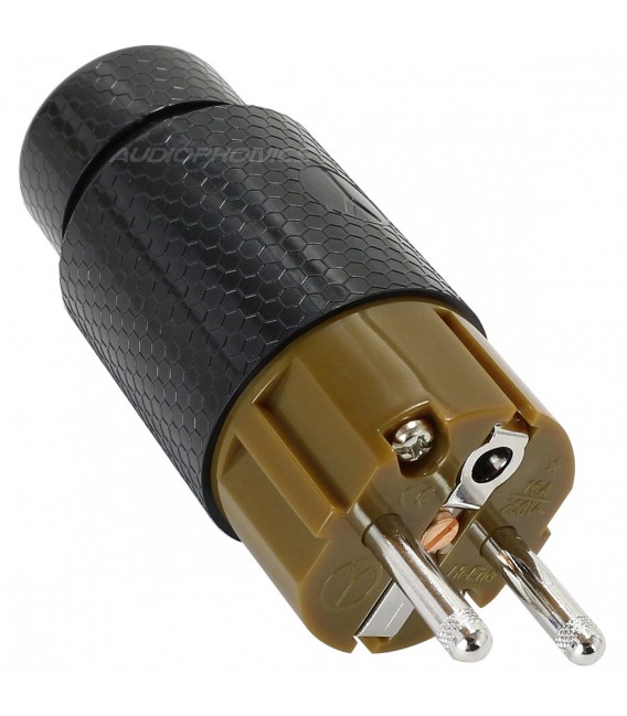 Connecteur Secteur SCHUKO Vers IEC - Placage Rhodium Carbone - Neuf