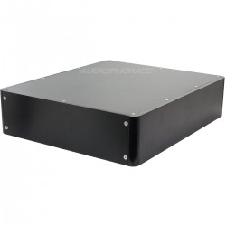100% Aluminium DIY Box / Case angled corners 380x320x90mm Black
