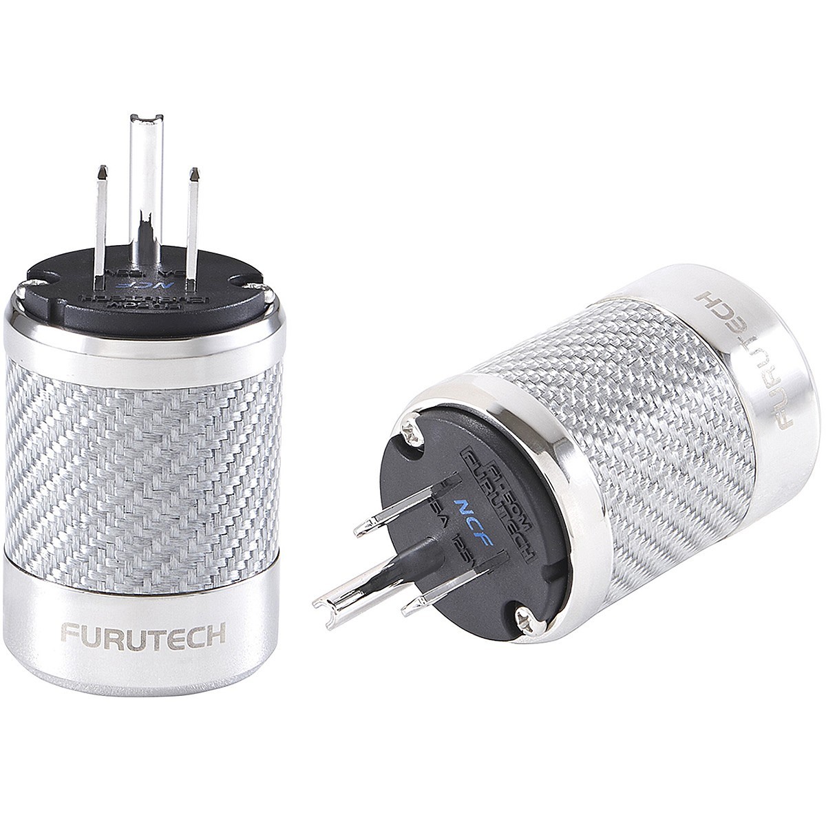 FURUTECH FI-50M NCF (R) Connecteur Secteur US Type B NEMA 5-15 Plaqué Rhodium Carbone Ø20mm