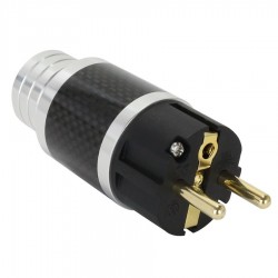 ELECAUDIO PS-26GC Plug Sector Schuko Carbon Gold 24K 3μ Ø16.5mm