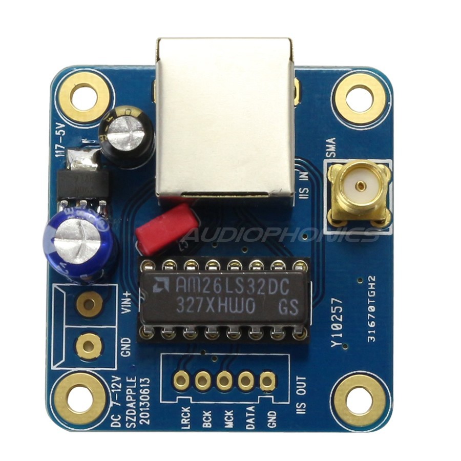 RJ45 Balanced I2S Input to Asymetrical I2S Output Module Board