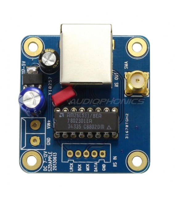 Unbalanced I2S to Balanced RJ45 Ouput Module Board - Audiophonics