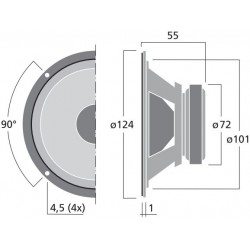 Monacor MSH-116/4 Haut-parleur Médium 4 ohm Ø11cm (Unité) 