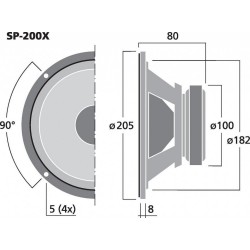 MONACOR SP-200X Haut-parleur large bande bicône HI-FI