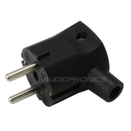 Angled SCHUKO Connector Black 250V 16A Ø 10mm