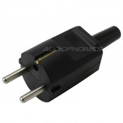 Schuko Type E/F Power Connector 250V 16A Ø8mm Black