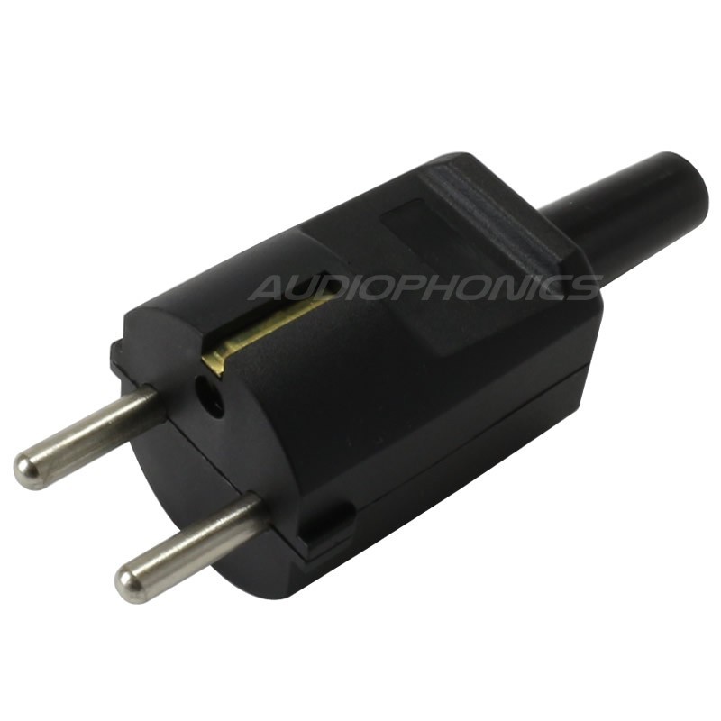 Schuko Type E/F Power Connector 250V 16A Ø8mm Black