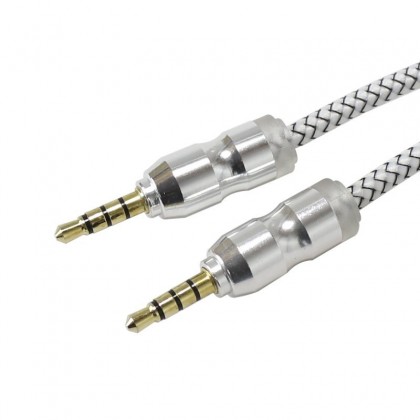 Interconnect Cable Jack 3.5mm to Jack 3.5mm 4 poles Gold Plated White 1m