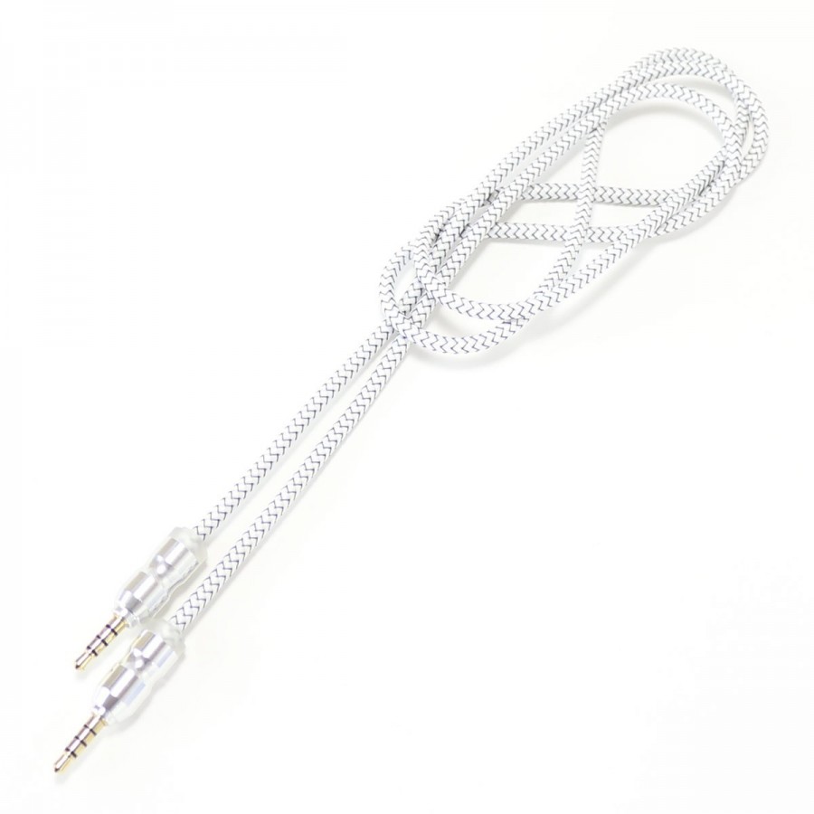 Modulation Cable Jack 3.5mm to Jack 3.5mm 4 poles Gold Plated White 1m