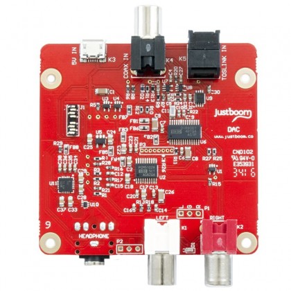 JustBoom DAC PCM5122 24 bit 96kHz récepteur SPDIF Optique Coaxial